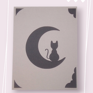 Felicitare 'Cat on the Moon' - casă & stil de viață - papetărie de hârtie - invitații, felicitări - Artynos.ro