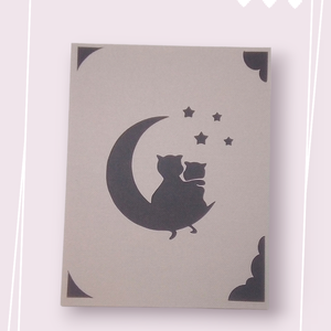 Felicitare 'Cat couple on the Moon', Casă & Stil de viață, Papetărie de hârtie, Invitații, felicitări, Arta de hârtie, ARTYNOS