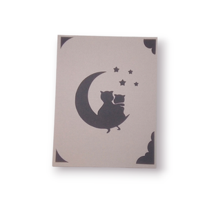 Felicitare 'Cat couple on the Moon' - casă & stil de viață - papetărie de hârtie - invitații, felicitări - Artynos.ro