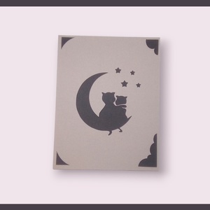 Felicitare 'Cat couple on the Moon' - casă & stil de viață - papetărie de hârtie - invitații, felicitări - Artynos.ro