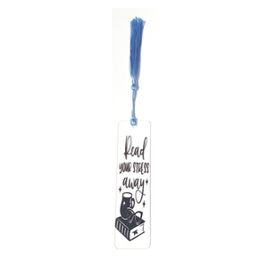 Semn de carte 'Read your stress away'', Carti si creatii cu tematica muzicala, cadouri, Semn de carte, Decoupage, transfer si tehnici servetel, ARTYNOS
