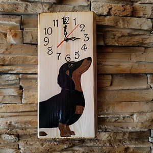 Coes de perete din lemn cu catelus teckel, Casa & Stil de viata, Accesorii pentru decorat casa, Decoratiuni de pereti, decoratiuni suspendate, Ceasuri de perete, Prelucrarea lemnului, ARTYNOS