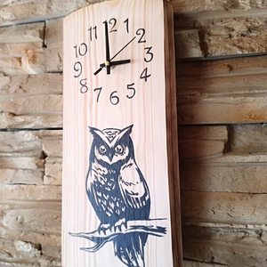 Ceas de perete bufniță larice - casă & stil de viață - accesorii pentru decorat casa - decorațiuni de pereți, decorațiuni suspendate - ceasuri de perete - Artynos.ro