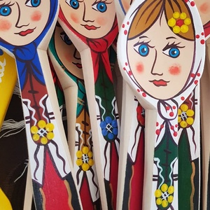 Linguri de lemn pictate manual țărani  - casă & stil de viață - accesorii pentru echipamente de bucătărie - accesorii pentru coacere și gătit - lingură și suport de linguriță - Artynos.ro
