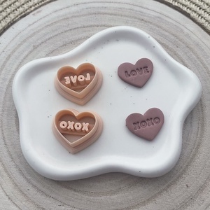 Set decupatoare / cuttere inima Love XOXO lut polimeric #0142 - Artynos.ro
