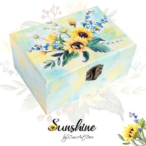 Cutie decorativa lemn cu Floarea soarelui - 114945 - Artynos.ro