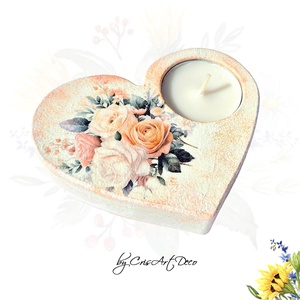 Suport decorativ pentru lumanare - buchet de trandafiri 114249, Casă & Stil de viață, Lumânări, parfumuri, arome, Suport lumânări, Decoupage, transfer și tehnici șervețel, ARTYNOS