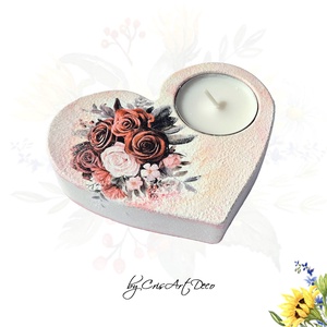 Suport decorativ pentru lumanare - buchet de trandafiri 113931, Casă & Stil de viață, Lumânări, parfumuri, arome, Suport lumânări, Decoupage, transfer și tehnici șervețel, ARTYNOS