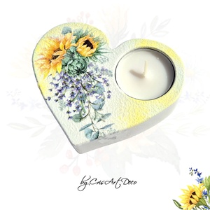 Suport decorativ pentru lumanare - buchet floarea soarelui si lavanda 114146 - Artynos.ro