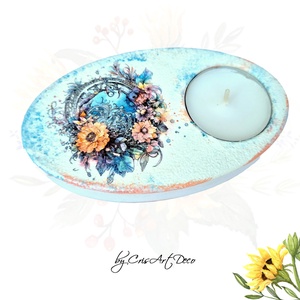 Suport decorativ pentru lumanare - zodia varsator 122746, Casă & Stil de viață, Lumânări, parfumuri, arome, Suport lumânări, Decoupage, transfer și tehnici șervețel, Pictură, ARTYNOS