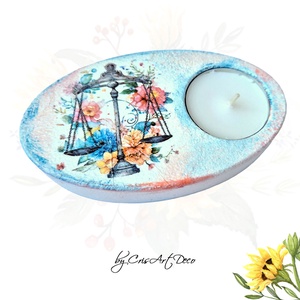 Suport decorativ pentru lumanare - zodia balanta 122648, Casă & Stil de viață, Lumânări, parfumuri, arome, Suport lumânări, Decoupage, transfer și tehnici șervețel, Pictură, ARTYNOS