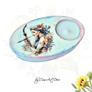 Suport decorativ pentru lumanare - zodia sagetator 122636, Casă & Stil de viață, Lumânări, parfumuri, arome, Suport lumânări, Decoupage, transfer și tehnici șervețel, Pictură, ARTYNOS