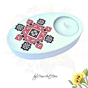 Suport decorativ pentru lumanare - model traditional 122123, Casă & Stil de viață, Lumânări, parfumuri, arome, Suport lumânări, Decoupage, transfer și tehnici șervețel, Pictură, ARTYNOS