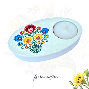 Suport decorativ pentru lumanare - model traditional 122101, Casă & Stil de viață, Lumânări, parfumuri, arome, Suport lumânări, Decoupage, transfer și tehnici șervețel, Pictură, ARTYNOS