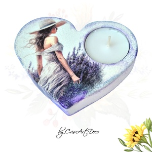 Suport decorativ pentru lumanare - lavanda 115958, Casă & Stil de viață, Lumânări, parfumuri, arome, Suport lumânări, Decoupage, transfer și tehnici șervețel, Pictură, ARTYNOS