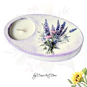 Suport decorativ pentru lumanare - lavanda 120620 , Casă & Stil de viață, Lumânări, parfumuri, arome, Suport lumânări, Decoupage, transfer și tehnici șervețel, Pictură, ARTYNOS