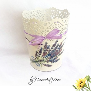 Ghiveci decorativ Lavanda - 123717, Casă & Stil de viață, Accesorii pentru decorat casa, Suport de flori, Ghiveci și jardiniere, Decoupage, transfer și tehnici șervețel, Pictură, ARTYNOS