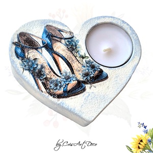 Suport decorativ pentru lumanare cu pantofi cu flori 131959 - Artynos.ro