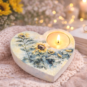 Suport decorativ pentru lumanare - camp floarea soarelui 115715, Casa & Stil de viata, Lumanari, parfumuri, arome, Suport de lumanari, Decoupage, transfer si tehnici servetel, Pictura, ARTYNOS