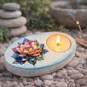 Suport decorativ pentru lumanare - lotus 115506, Casa & Stil de viata, Lumanari, parfumuri, arome, Suport de lumanari, Decoupage, transfer si tehnici servetel, Pictura, ARTYNOS