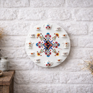 Ceas decorativ de perete handmade � design traditional cu canite 3D (1485), Casa & Stil de viata, Decoratiuni de casa, Decoratiuni de pereti, Ceasuri de perete, Ceramica, Decoupage, transfer si tehnici servetel, ARTYNOS
