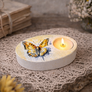 Suport decorativ pentru lumanare - fluturas 121442, Casa & Stil de viata, Lumanari, parfumuri, arome, Suport de lumanari, Decoupage, transfer si tehnici servetel, Pictura, ARTYNOS