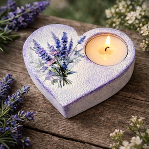 Suport decorativ pentru lumanare - buchet lavanda 115025, Casa & Stil de viata, Lumanari, parfumuri, arome, Suport de lumanari, Decoupage, transfer si tehnici servetel, Pictura, ARTYNOS