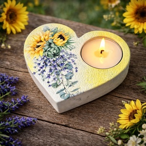 Suport decorativ pentru lumanare - buchet floarea soarelui si lavanda 114146, Casa & Stil de viata, Lumanari, parfumuri, arome, Suport de lumanari, Decoupage, transfer si tehnici servetel, Pictura, ARTYNOS