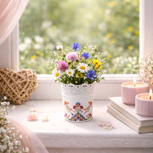 Ghiveci decorativ model folk multicolor- 8381, Casa & Stil de viata, Decoratiuni de casa, Accesorii florale, Ghiveci de plante, Decoupage, transfer si tehnici servetel, Obiecte pictate, ARTYNOS