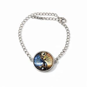 Bratara Copacul Vietii Yin Yang, bratara simbol spiritual, bijuterie energetica, cadou femei, cabochon sticla 205800 - bijuterii - brățări - brățări din mărgele - Artynos.ro