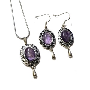 Set bijuterii ametist 180900, Bijuterii, Seturi de bijuterii, Confectionarea bijuteriilor, Set de bijuterii cu ametist format din colier si cercei
, ARTYNOS