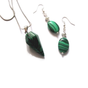 Set de bijuterii cu malachit - 154200, Bijuterii, Seturi de bijuterii, Confectionarea bijuteriilor, ARTYNOS