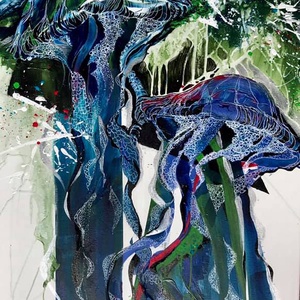 Tablou Meduze � 80x120 cm, canvas, tehnica mixta � Dorothea Cailean, Casa & Stil de viata, Decoratiuni de casa, Decoratiuni de pereti, Decoratiuni suspendate, Pictura, ARTYNOS