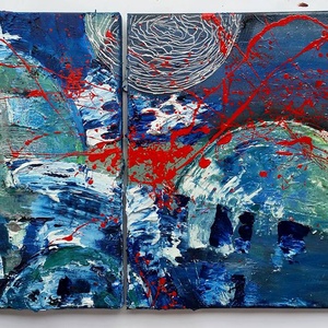 Tablou  Space I � 40x70 cm, canvas, tehnica mixta � Dorothea Cailean - Artynos.ro