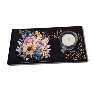 Suport lumanare din lemn 085759, Casa & Stil de viata, Lumanari, parfumuri, arome, Suport de lumanari, Decoupage, transfer si tehnici servetel, ARTYNOS