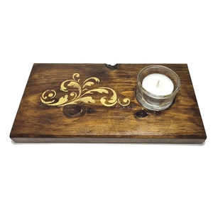 Suport lumanare din lemn - aspect rustic - 205603 - Artynos.ro