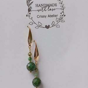 Cercei cu Smarald si tortite placate cu aur 18K, Bijuterii, Cercei, Cercei din pietre semipretioase, Confectionarea bijuteriilor, ARTYNOS