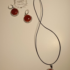 Set bijuterii cu Cerneol 2 cm si cristale Swarovski 1,2 mm - bijuterii - seturi de bijuterii - Artynos.ro