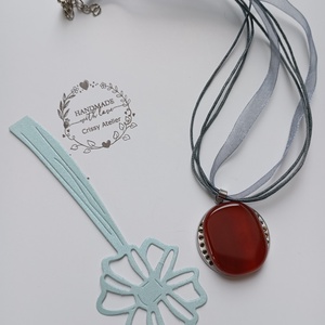 Pandantiv cu Carneol 4 cm si cristale Swarovski 2 mm - bijuterii - coliere - pandative - Artynos.ro