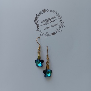 Cercei Swarovski floare si tortite placate cu aur - bijuterii - cercei - cercei din mărgele - Artynos.ro