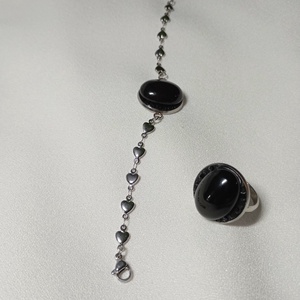 Set bratara si inel cu Onix si Swarovski, Bijuterii, Seturi de bijuterii, Confectionarea bijuteriilor, ARTYNOS