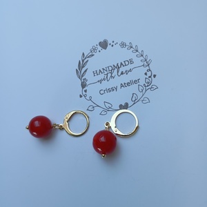 Martisor rubiniu cercei cu Jasp si tortite placate cu aur - bijuterii - cercei - cercei din mărgele - Artynos.ro