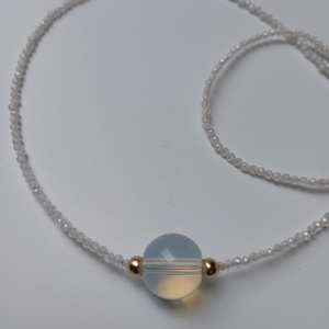 Colier cubic zirconiu cu Opalit 12mm in centru - bijuterii - coliere - coliere din mărgele - Artynos.ro