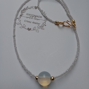 Colier cubic zirconiu cu Opalit 12mm in centru - bijuterii - coliere - coliere din mărgele - Artynos.ro