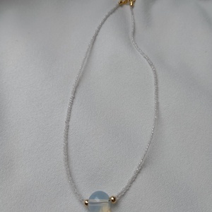 Colier cubic zirconiu cu Opalit 12mm in centru - bijuterii - coliere - coliere din mărgele - Artynos.ro