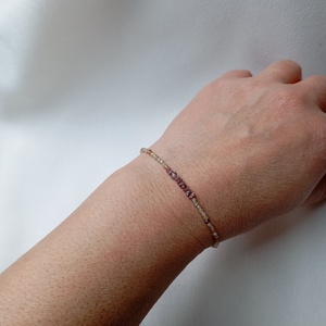 Bratara cu margele diamant brut 2mm si zirconiu sampanie - bijuterii - brățări - brățări din pietre semiprețioase - Artynos.ro