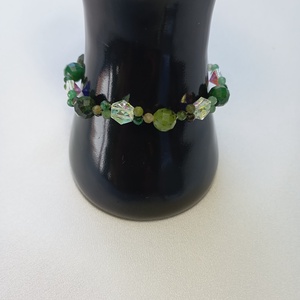 Bratara cu margele Smarald si Swarovski - bijuterii - brățări - brățări din pietre semiprețioase - Artynos.ro