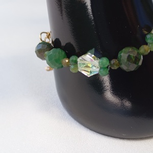 Bratara cu margele Smarald si Swarovski - bijuterii - brățări - brățări din pietre semiprețioase - Artynos.ro