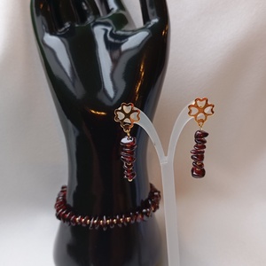 Set bijuterii Granat si accesorii placate cu aur 18K - bijuterii - seturi de bijuterii - Artynos.ro