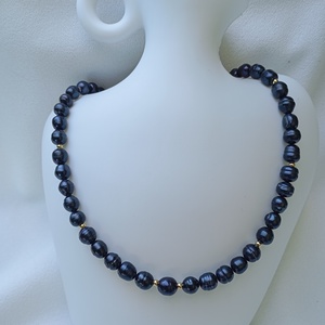 Colier cu Perle de cultura negru petrol 7 mm, Bijuterii, Coliere, Coliere din perle, Confectionarea bijuteriilor, ARTYNOS